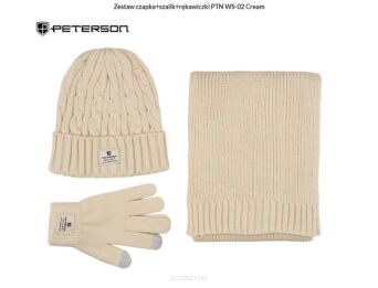 ZESTAW CZAPKA+SZALIK+RĘKAWICZKI PTN WS-02 CREAM NN