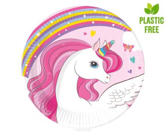 TALERZYKI PAPIEROWE UNICORN RAINBOW 20 CM (8) 7587