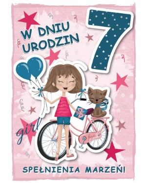 KARTKA URODZINY 7 DZIEWCZYNKA 2452 NN
