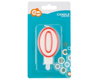 ŚWIECZKA CYFERKA CZERWONY KONTUR "0" [5] 9086