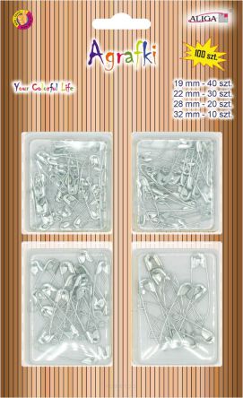 AGRAFKI 4 ROZMIARY SREBRNE 100 SZT 3103 NN