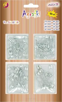 AGRAFKI 4 ROZMIARY SREBRNE 100 SZT 3103 NN