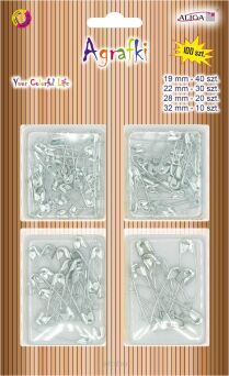 AGRAFKI 4 ROZMIARY SREBRNE 100 SZT 3103 NN