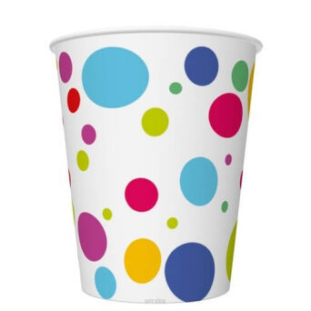 KUBECZKI PAPIER KOLOROWE KROPKI 250 ML (8) 6818