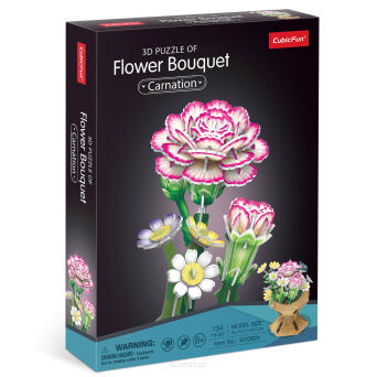 PUZZLE 3D CUBIC FUN BUKIET KWIATÓW GOŹDZIKI 3006