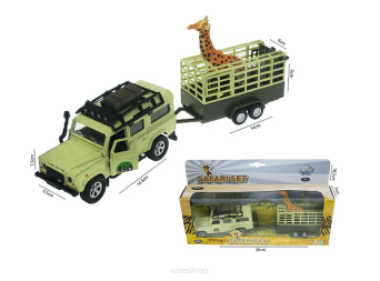 AUTO METAL LAND ROVER Z PRZYCZEPĄ SAFARI 30CM 0759