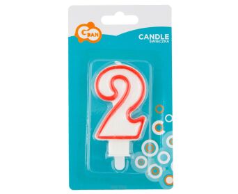 ŚWIECZKA CYFERKA CZERWONY KONTUR "2" [5] 9982