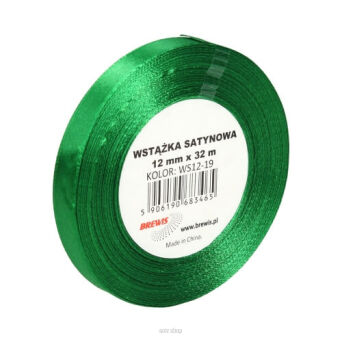 WSTĄŻKA SATYNOWA 12MM/32M CIEMNO ZIELONA 3465
