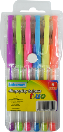 DŁUGOPISY ŻELOWE FLUO 6 KOL [24]  0090 