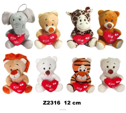 PLUSZ ZWIERZĘTA MIX Z SERCEM 12 CM 0166