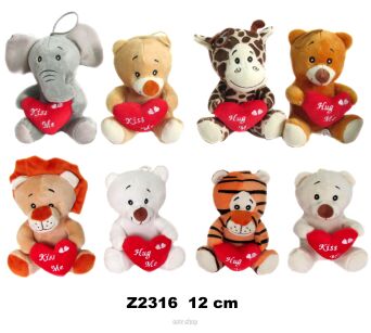 PLUSZ ZWIERZĘTA MIX Z SERCEM 12 CM 0166