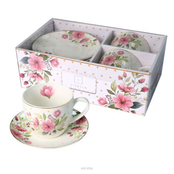 FILIŻANKI ZE SPODKIEM KWIATY 250 ML 2 SZT 7713