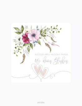 KARTKA ŚLUB KWADRAT KWIATY AKWARELA (25) 3715