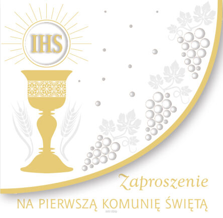 ZAPROSZENIE 12x12 KOMUNIA TŁOCZONE ZŁOTE (10) 8996