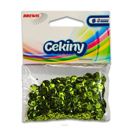 CEKINY BŁYSZCZĄCE 6MM 10G JASNY ZIELONY 5247