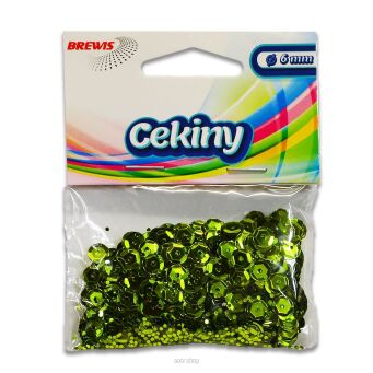 CEKINY BŁYSZCZĄCE 6MM 10G JASNY ZIELONY 5247