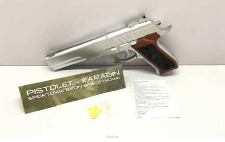 PISTOLET NA KULKI SREBRNY 23X26 CM 3966