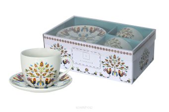 FILIŻANKI ZE SPODKAMI FOLK ŁOWIC 250 ML 2 SZT 6433