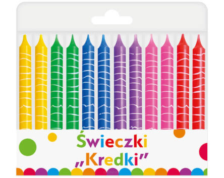 ŚWIECZKI URODZINOWE KREDKI 12/12 8 CM 7524