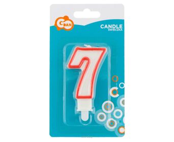 ŚWIECZKA CYFERKA CZERWONY KONTUR "7" [5] 9055