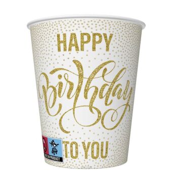 KUBECZKI PAPIEROWE HAPPY BIRTHDAY 250ML(8) 0609