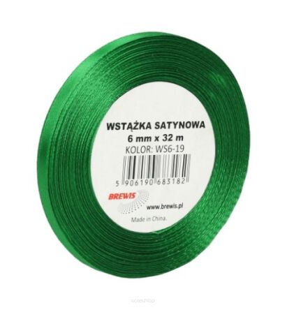 WSTĄŻKA SATYNOWA 6MM/32M C. ZIELONA 2 SZT 3182