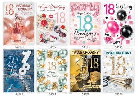 KARTKA URODZINY BROKAT 18 CHŁ DZW (25) 1614