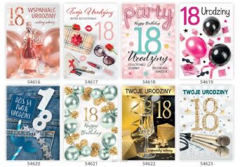 KARTKA URODZINY BROKAT 18 CHŁ DZW (25) 1614