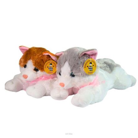 PLUSZ KOT ŁACIATY LEŻĄCY Z KOKARDĄ XL 49 CM 2097