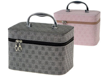 KUFEREK "M" Z ZAMKIEM I LUST. RÓŻ SZARY 21X14 7649