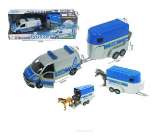 AUTO LAWETA POLICJA PRZYCZEPA KONI 28X11 CM 0359