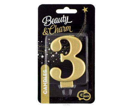 ŚWIECZKA B&C CYFERKA METALIK ZŁOTA 