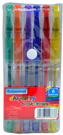 DŁUGOPISY BROKAT 6 KOLORÓW [24] 8737