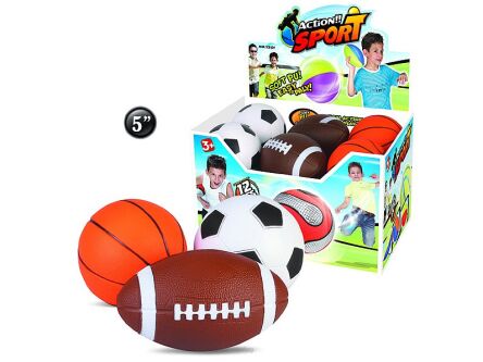 PIŁKA PIANKOWA SPORTOWA MIX 12,5 CM (12) 4086