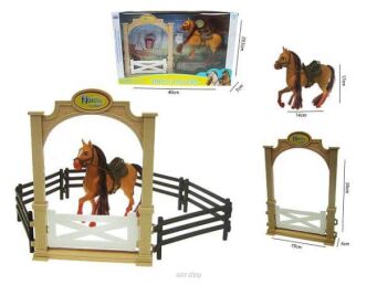 KOŃ Z ZAGRODĄ I AKCESORIAMI 40X30 CM 7609