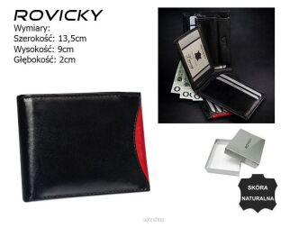 PORTFEL MĘSKI SKÓRA 1540-03-BOR BLACK RED 1256 NN
