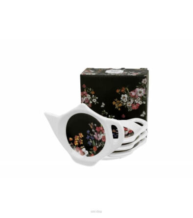 ZESTAW 4 PODSTAWEK VINTAGE FLOWERS BLACK 0709 NN