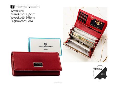 PORTFEL DAMSKI SKÓRA PS401-HNL-2814 RED 2814 NN