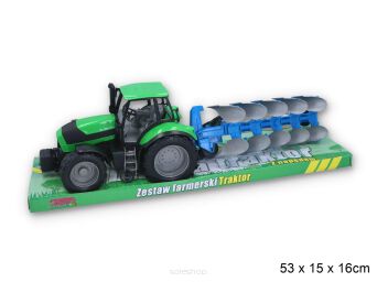 TRAKTOR Z MASZYNĄ ROLNICZĄ 53X16 CM 4911