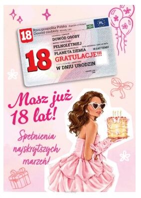 KARTKA URODZINY 18 DOWÓD OSOB DZIEWCZYNA 2186 NN