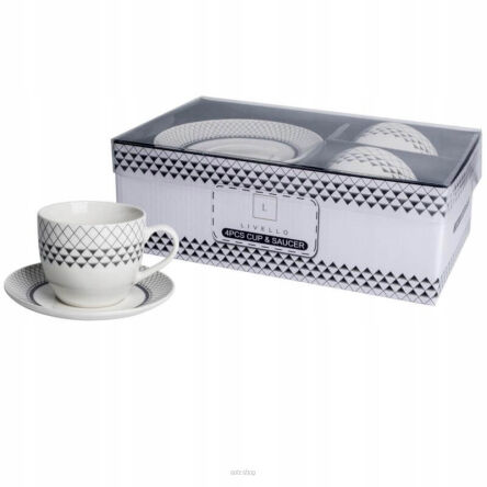 FILIŻANKI ZE SPODKIEM GEOMETRIK 250 ML 2 SZT 4439