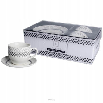 FILIŻANKI ZE SPODKIEM GEOMETRIK 250 ML 2 SZT 4439