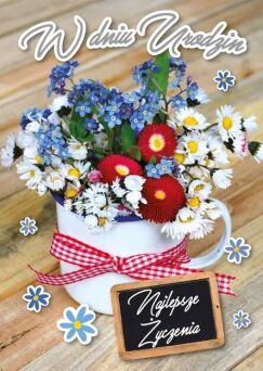 KARTKA URODZINY DZBAN KWIATÓW 4673 NN