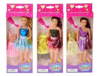 LALKA Z DŁUGIM WARKOCZEM I DODATK. SUKIENKĄ 0481