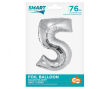 BALON FOLIOWY SMART CYFRA 5 SREBRNA 76 CM [5] 5106 - 2
