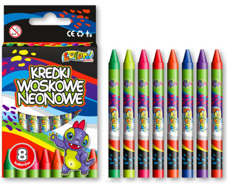 KREDKI WOSKOWE NEON DINO 8 KOL 6318 NN