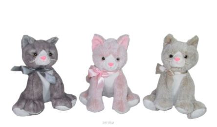 PLUSZ KOT SIEDZĄCY Z KOKARDĄ 23 CM 3768