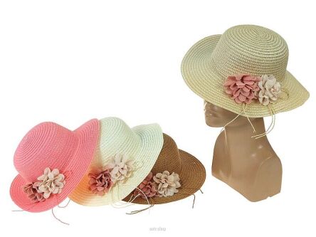 KAPELUSZ DZIECIĘCY / DAMSKI KWIATY 30X10 CM 0699