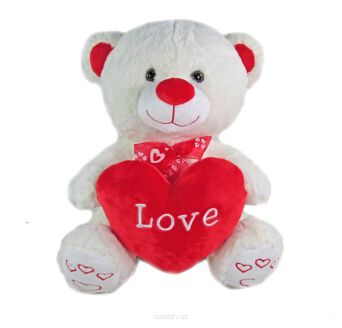 PLUSZ MIŚ BIAŁY Z SERCEM LOVE 20 CM 9243