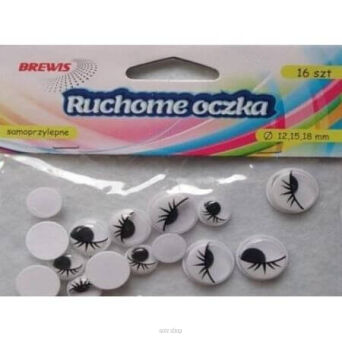 RUCHOME OCZKA Z RZĘSAMI 12,15,18 mm 16 SZT 1911